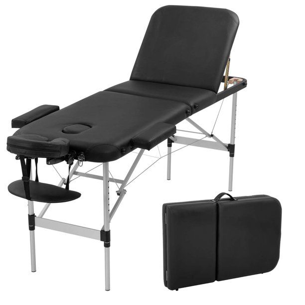 Photo 1 of Aluminium Massage Table Portable Massage Bed 73 Inch Long Height Adjustable 3 Folding Massage Table Carry Case Spa Bed Face Cradle Salon Bed Tattoo Bed
