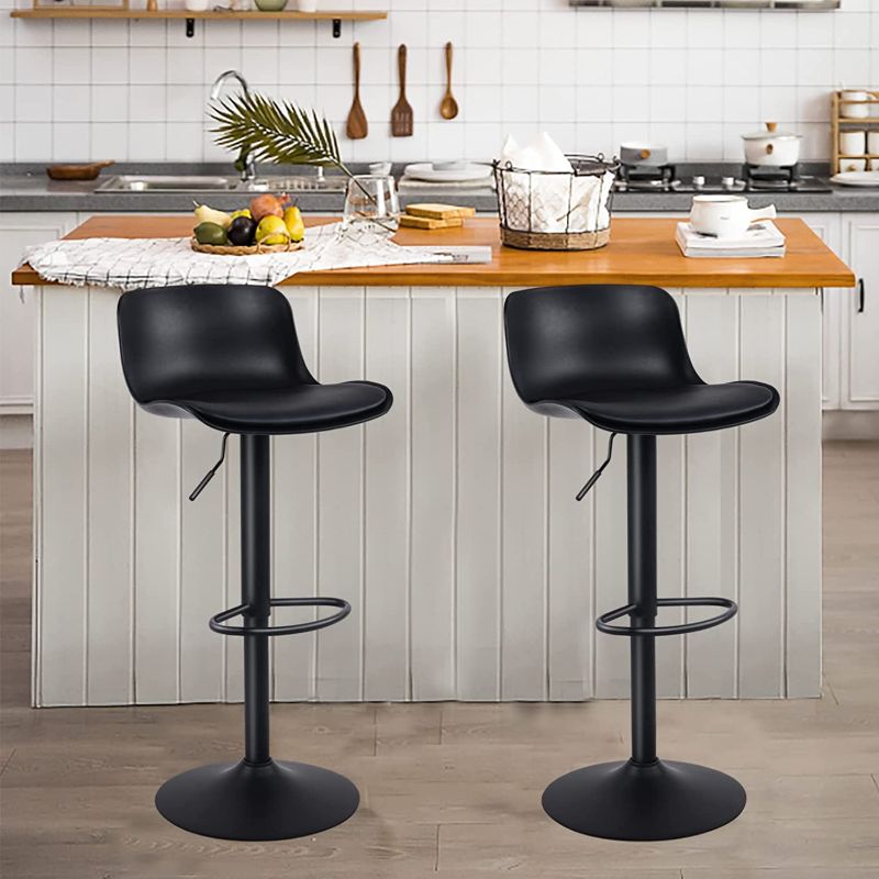 Photo 1 of YOUNIKE Modern Design Bar Stools Set of 2,with Adjustable Height and 360°Swivel, Ergonomic Streamlined Polypropylene High Bar stools for Bar Counter, Home and Kitchen Island-Black
