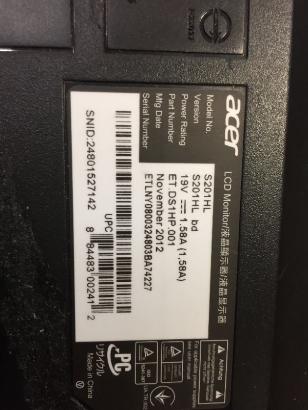 Photo 4 of Acer KA220HQ bi 22" (21.5” viewable) Full HD (1920 x 1080) TN Monitor (HDMI & VGA port),Black NO STAND, HEAVILY USED 
