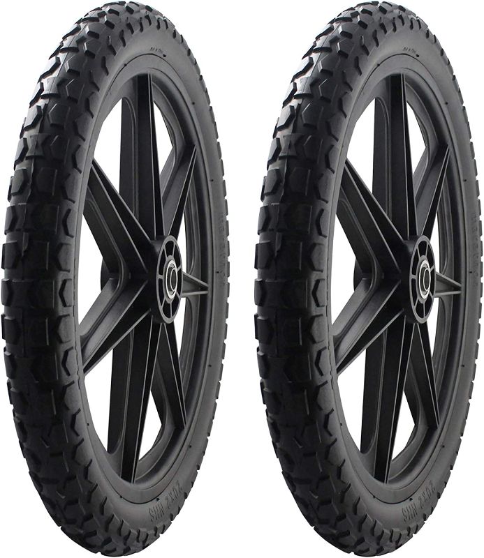 Photo 1 of 2 PACK -Marathon 92010 Flat Free 20" Replacement Tire Assembly for Rubbermaid Big Wheel Carts, Black, MINOR USE 
