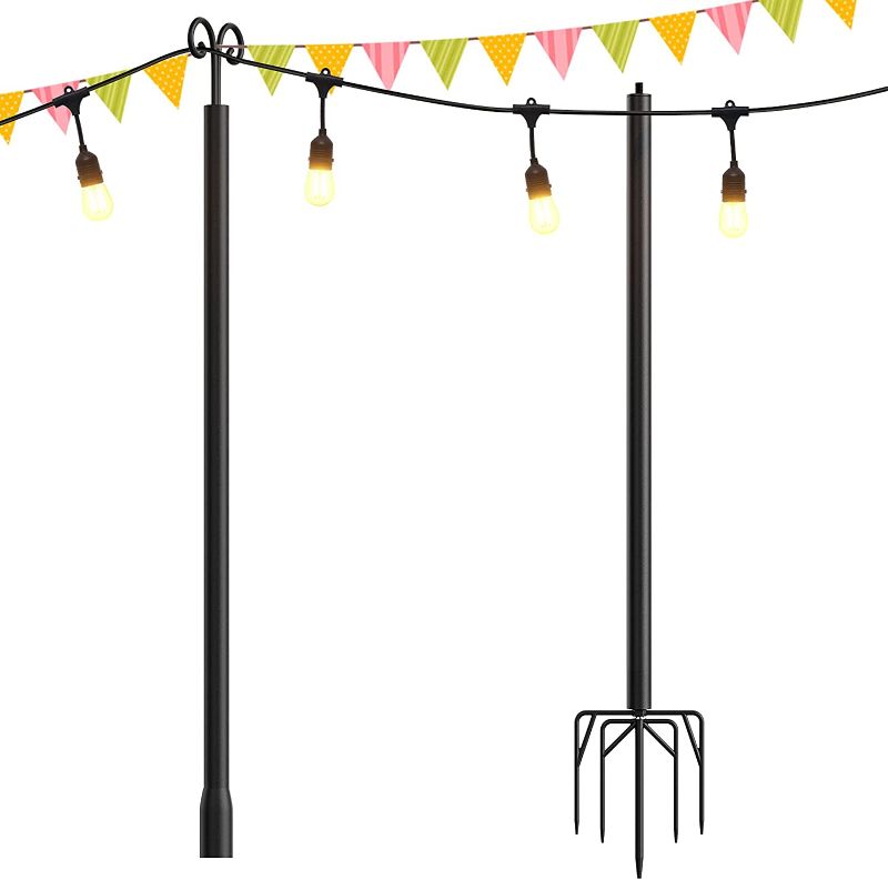 Photo 1 of addlon Outdoor String Light Poles (1 x 10ft), Heavy Duty Designed for Year-Round Use for Your Garden, Patio, Wedding, Party, Birthday Decorations, Black
