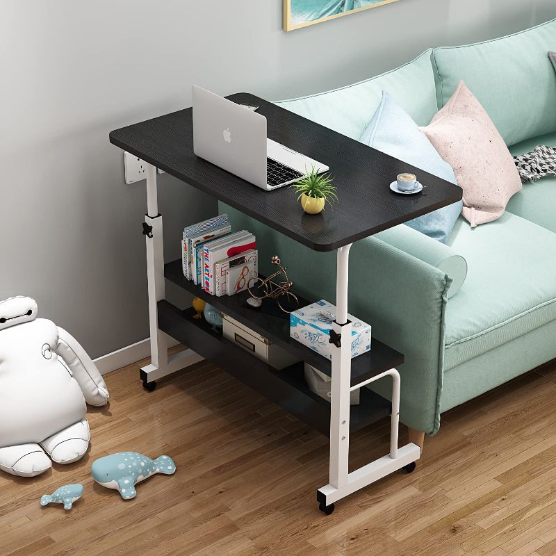 Photo 1 of 31 1/2" Hospital Bed Table, Large Overbed Table, Swivel Wheel Rolling Tray, Height Adjustable Over Bedside Home Desk, Cart Stand for Laptop, Reading, Eating Breakfast
