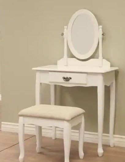 Photo 1 of 3-Piece White Vanity Set
-missing mirror.