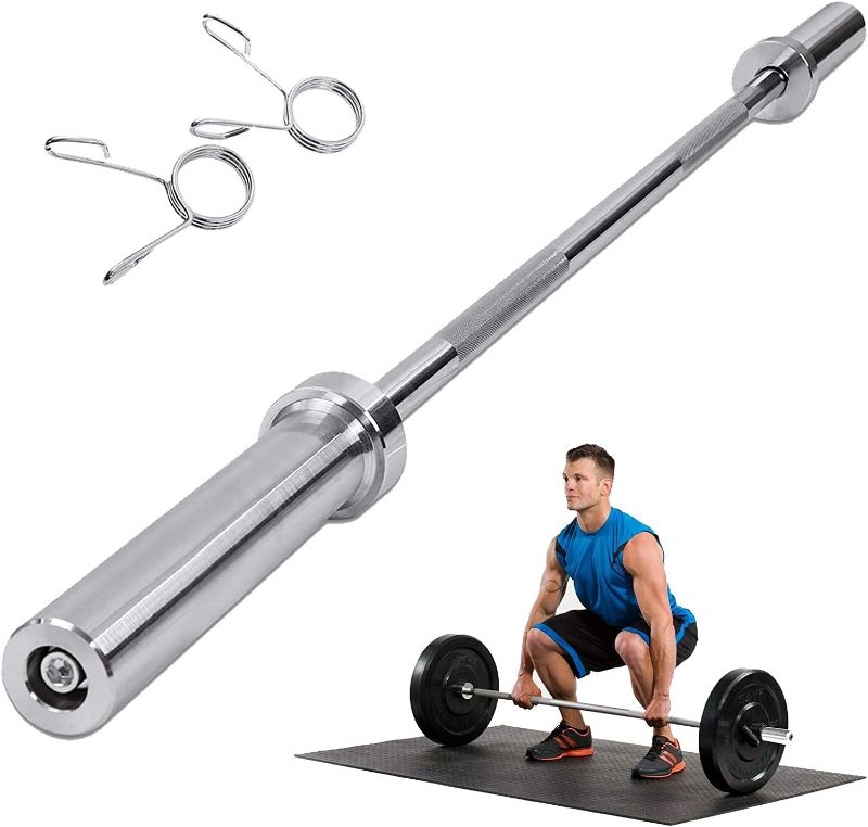 Photo 1 of 5Ft Olympic Barbell Bar for Weightlifting Powerlifting, Weight Bar with 2" Hole, Fits Weight Plates, Heavy Duty Steel Straight Technique Bar for Home Gym Fitness Cross Training Curling Exercise
