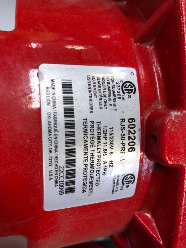 Photo 2 of 
Red Lion 602206 RJS-50-PREM 1/2 HP, 12 GPM, 115/230 Volt, Premium Cast Iron Shallow Well Jet Pump
Style:1/2-HP 12-GPM
Pattern Name:Pump
