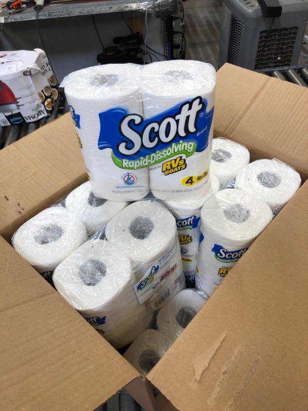 Photo 2 of Scott Rapid-Dissolving Toilet Paper, Bath Tissue, Septic Safe, 1-Ply, White, 231 Sheets/Roll, 4 Rolls/Pack, 12 Packs/Carton