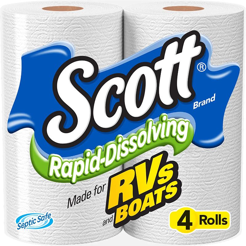 Photo 1 of Scott Rapid-Dissolving Toilet Paper, Bath Tissue, Septic Safe, 1-Ply, White, 231 Sheets/Roll, 4 Rolls/Pack, 12 Packs/Carton