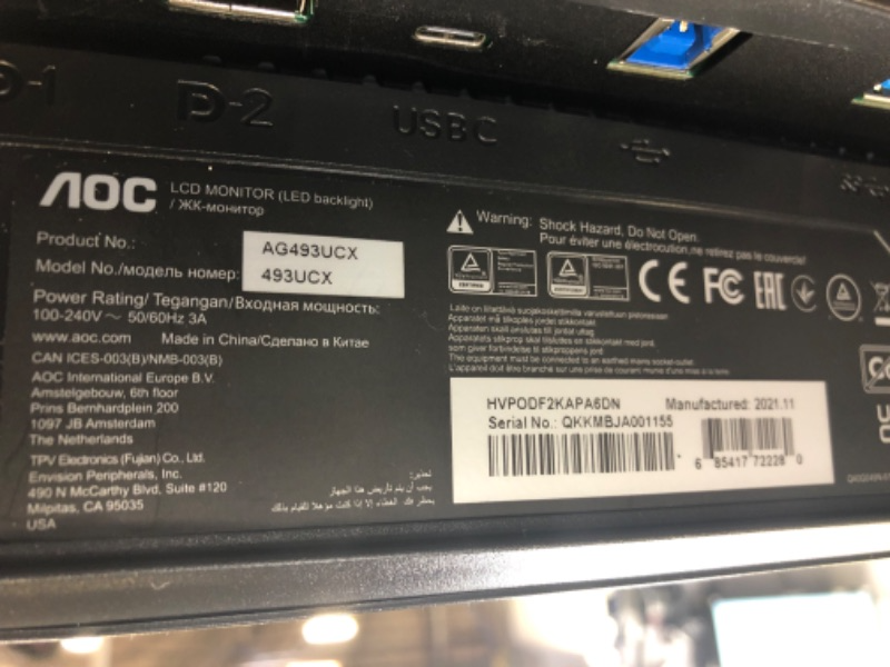 Photo 1 of AOC AGON Curved Gaming Monitor 49" (AG493UCX)