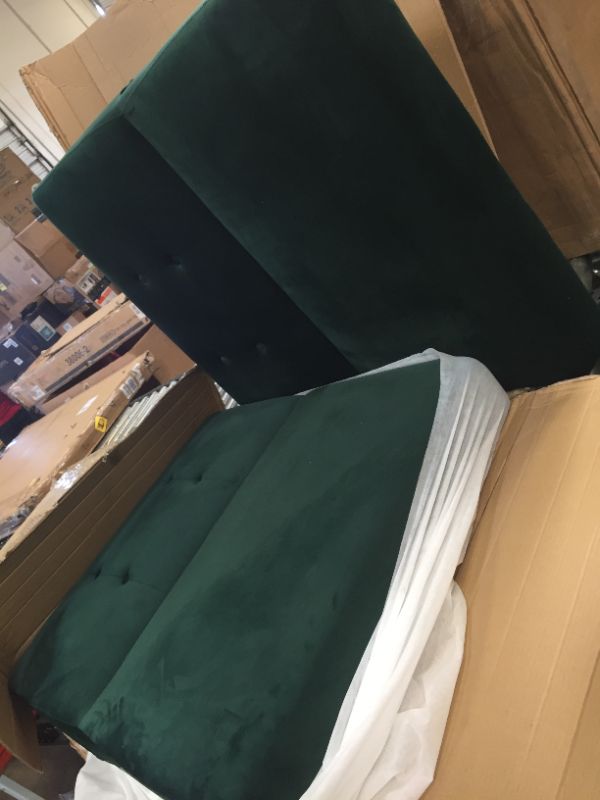 Photo 3 of  PARTS ONLY Compact Couch Bed–Fabric, Faux Leather, Standard, Forest Green Velvet