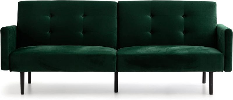 Photo 1 of  PARTS ONLY Compact Couch Bed–Fabric, Faux Leather, Standard, Forest Green Velvet