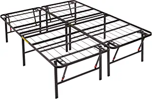Photo 1 of Amazon Basics Foldable Metal Platform Bed Frame with Tool Free Setup, 18 Inches High, King, Black
