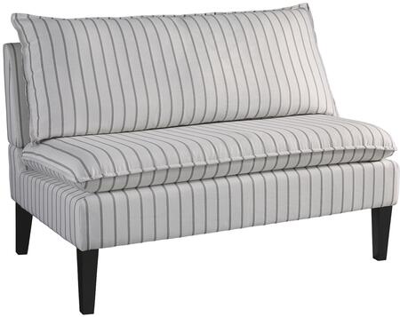 Photo 1 of  A3000112 45" Accent Bench with Tapered Legs, Casual Style, Pillow Back and Pillow Top Seat, Gray Pin Stripe Polyester Upholstery in White and Gray Color