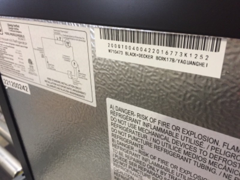 Photo 1 of BLACK+DECKER 1.7 cu. ft. Mini Fridge in Black