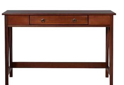 Photo 1 of 46 in. Rectangular Antique Tobacco 1 Drawer Writing Desk with Built-In Storage
