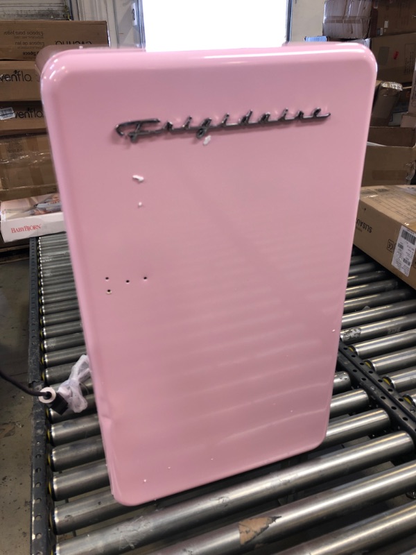 Photo 2 of FRIGIDAIRE EFR372-PINK 3.2 Cu Ft Pink Retro Compact Rounded Corner Premium Mini Fridge
