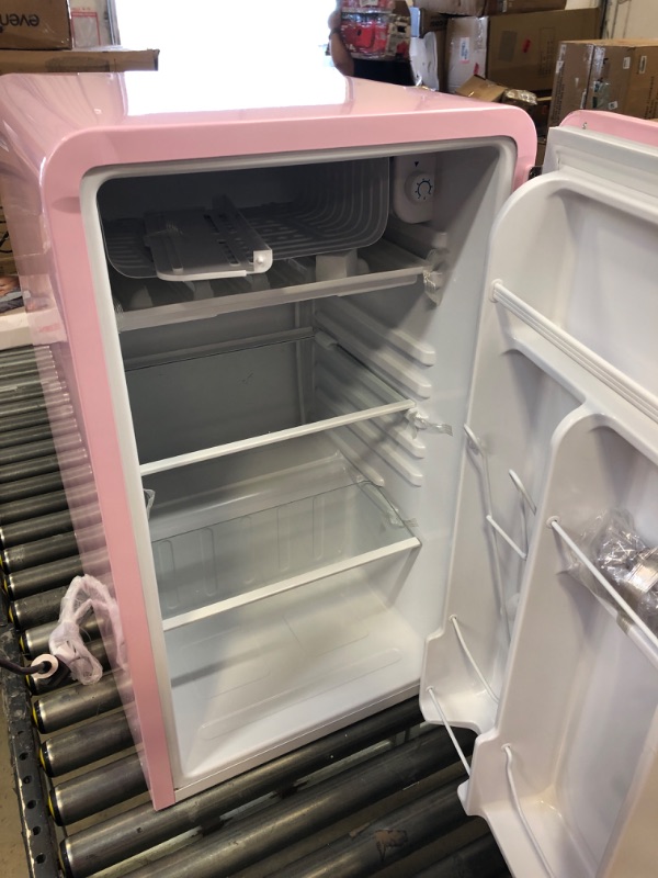 Photo 4 of FRIGIDAIRE EFR372-PINK 3.2 Cu Ft Pink Retro Compact Rounded Corner Premium Mini Fridge
