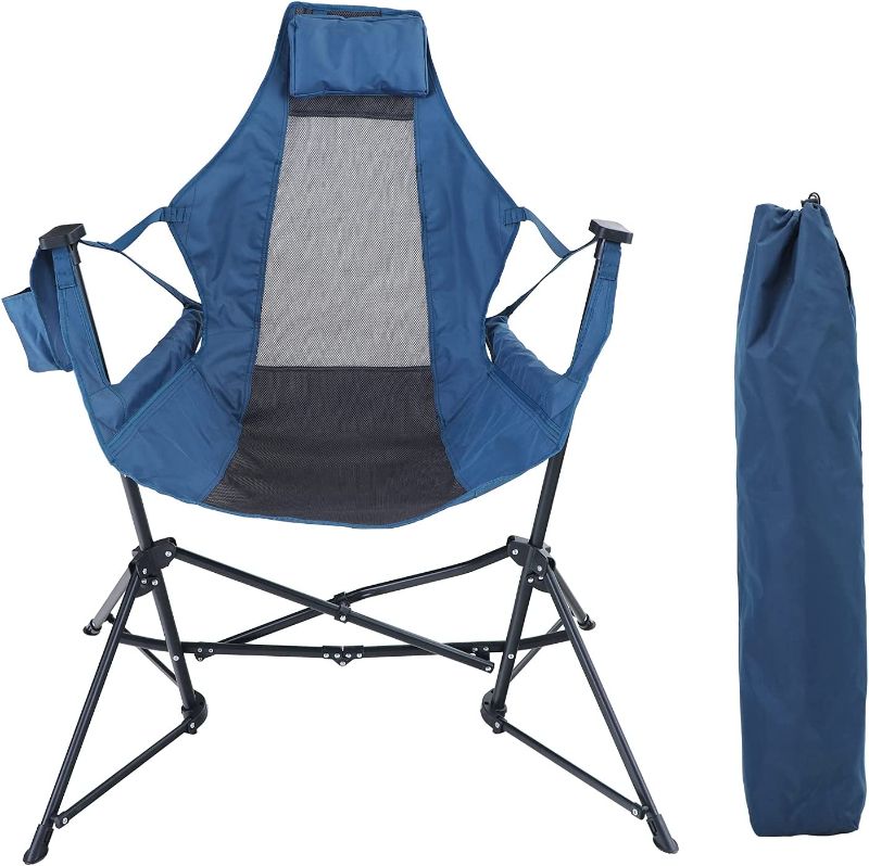 Photo 1 of ALPHA CAMP Portable Hammock Camping Chair Oversized Folding Rocking Chair with Headrest and Cup Holder for Travel, Picnic, Patio, Fishing, Supports 300lbs
