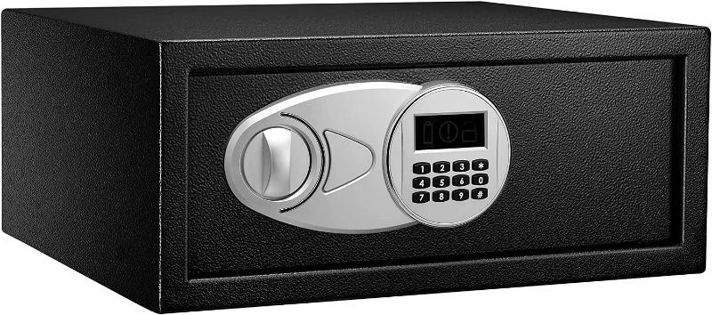 Photo 1 of 
Amazon Basics Steel Security Safe with Programmable Electronic Keypad - Secure Cash, Jewelry, ID Documents - 0.7 Cubic Feet, 16.93 x 14.57 x 7.09 Inches
Size:0.7 Cubic Feet
Style:Keypad Lock
