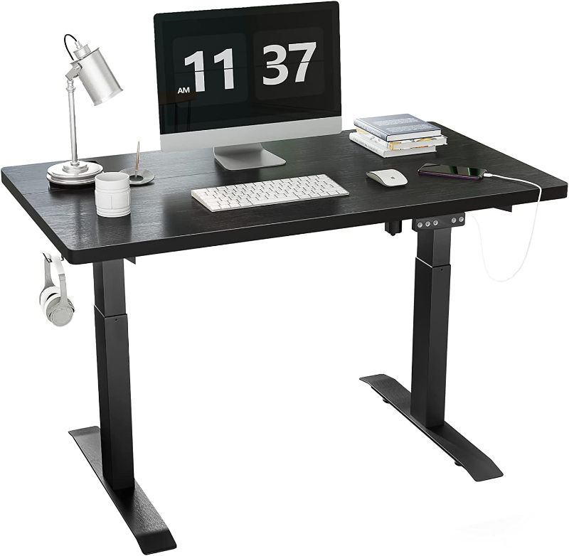 Photo 1 of Molblly 40 x 24 Inches Standing Desk for Home Office,Electric Standing Desk with Black Frame & Black Top,Quick Assembly Ergonomic Stand up Desk