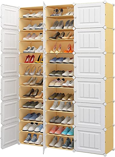 Photo 1 of Aeitc Shoe Rack 72 Pairs Shoe Organizer Narrow Standing Stackable Shoe Storage Cabinet Space Saver for Entryway, Hallway and Closet,Honey color
