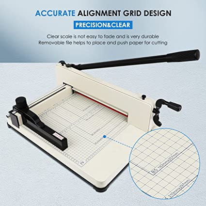 Photo 1 of Heavy Duty Paper Cutter, 12" Guillotine Paper Cutter,500 Sheets Capacity Paper Trimmer with Double Safety Protection&Durable HSS Blade for Cutting Paper, Leather, PVC,Non-Woven Fabrics,for Office Home
