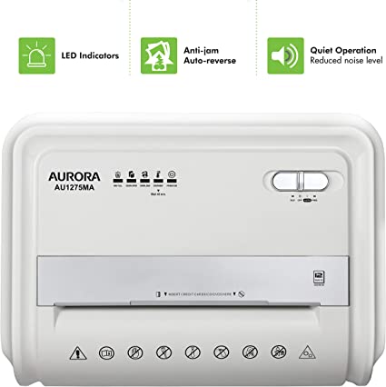 Photo 1 of Aurora AU1275MA Professional Grade 12-Sheet Micro-Cut Paper and CD/Credit Card Shredder/ 60 Minutes Continuous Run Time, White/Gray
