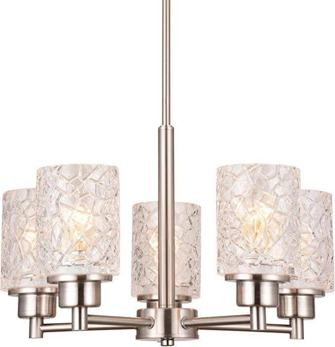 Photo 1 of Alice House 18.1" Dining Room Chandeliers , Brushed Nickel Contemporary Light Fixture for Foyer, Entrance and Living Room AL9082-H5