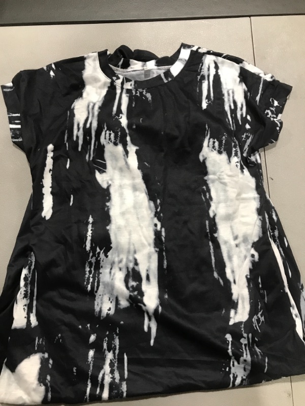 Photo 2 of ANRABESS Women's Casual Loose Short Sleeve Long Dress Split Maxi Summer Beach Dress with Pockets 03 Tie Dye Black SIZE Small