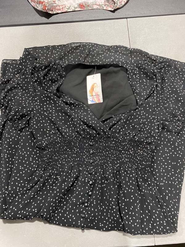 Photo 1 of PRETTYGARDEN Women's Floral Wrap V-Neck Midi Dress Short Sleeve Boho Summer Beach Long Dress High Low Hem Smocked Dress Women Black Medium