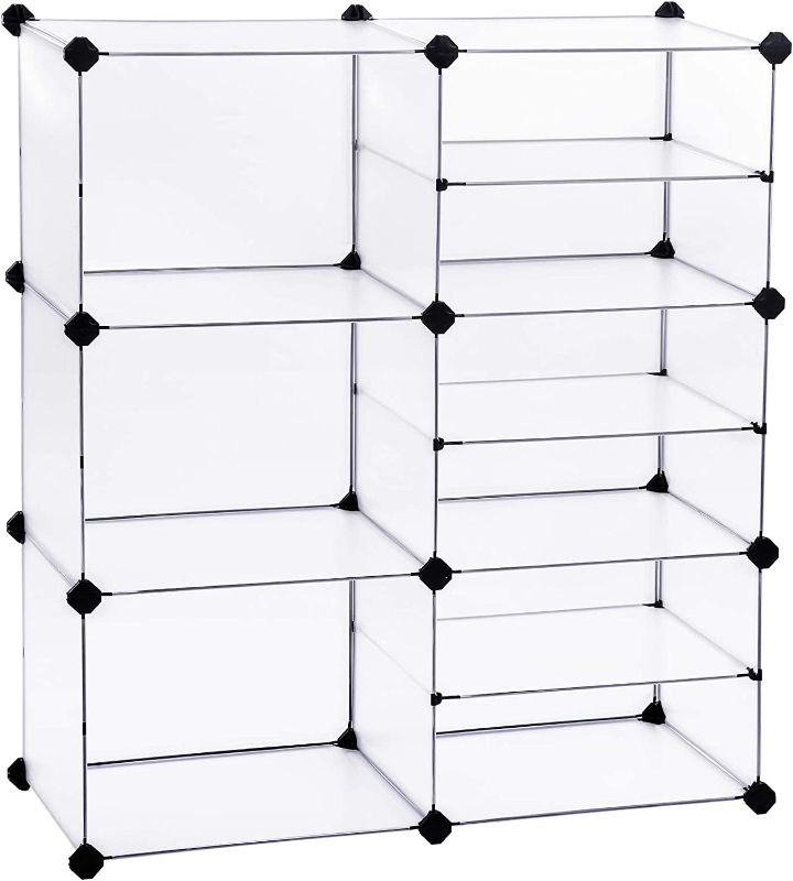 Photo 1 of SONGMICS Cube Storage Organizer, Interlocking Plastic Cubes with Divider Design, Modular Cabinet, Bookcase for Closet Bedroom Kid’s Room, Includes Rubber Mallet, 32.7"L x 12.6"W x 36.6"H White ULPC36W 