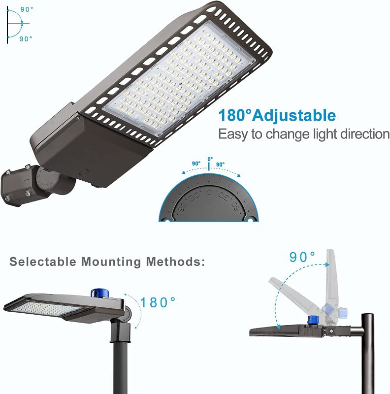 Photo 3 of 2Pack 320W LED Parking Lot Lights, 44800lm (Eqv.1200W MH/HPS) 5000K Parking Lot LED Lights with Dusk to Dawn Photocell, Adjustable SlipFitter Mount Pole...
