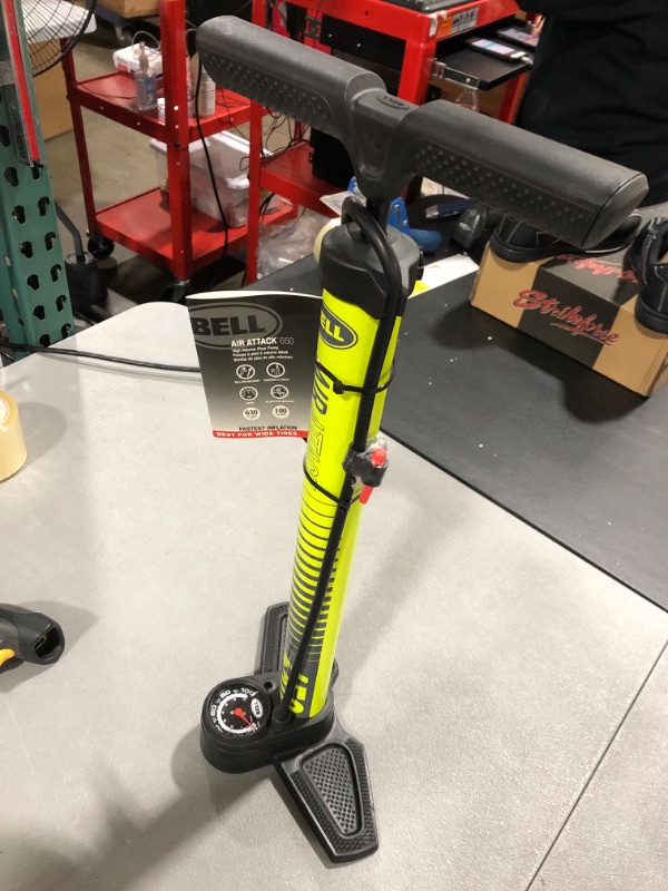 Photo 2 of Bell Sports Air Attack 650 High-Volume Bicycle Floor Pump with Gauge Yellow
