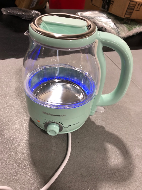 Photo 2 of Elite Gourmet - 1.2L Adjustable Temperature Electric Glass Kettle - Mint
