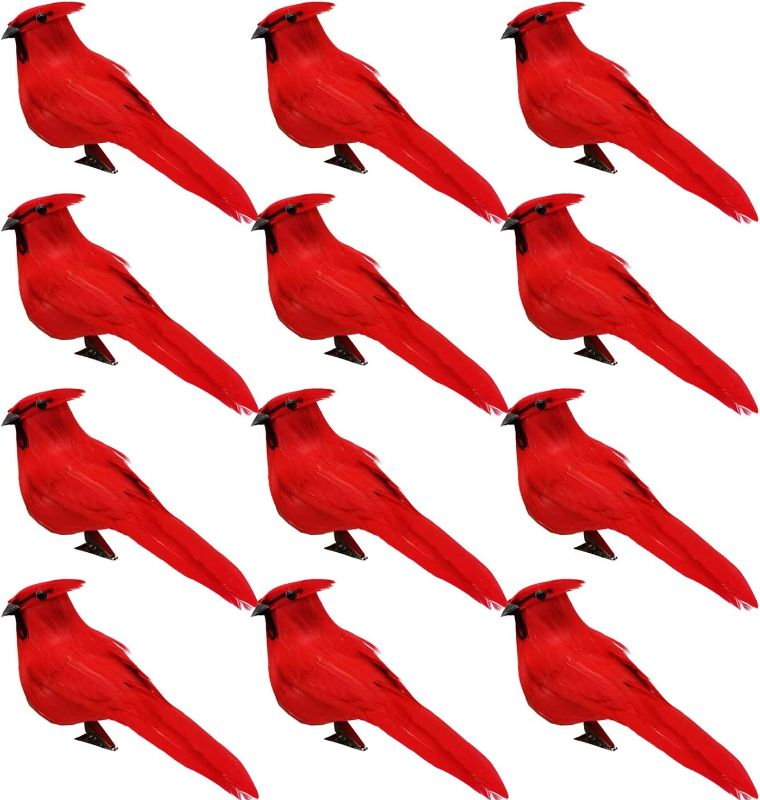 Photo 1 of 09 PCS Artificial Red Cardinal Birds with Clip-5.0 Inch Christmas Cardinal Birds Clip for Christmas Tree Ornament Decorations, Arts and Crafts(Black Cockroach)
