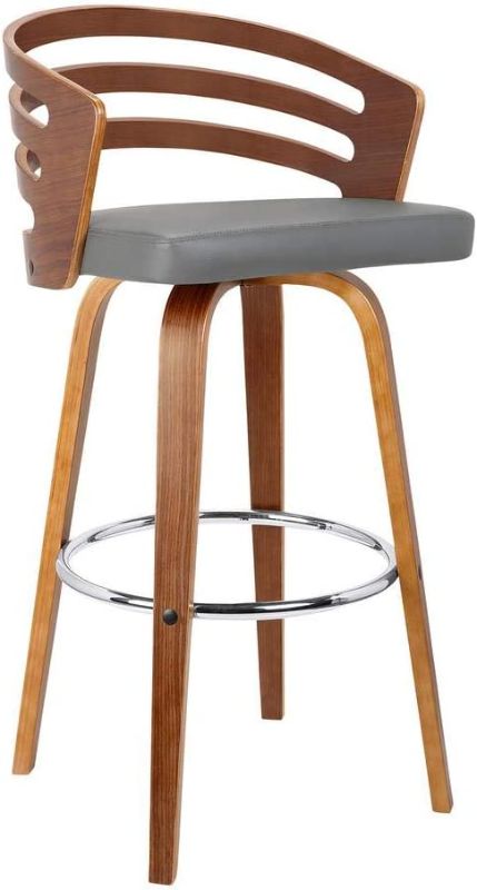 Photo 1 of Armen Living Jayden Mid-Century Swivel Counter Height Barstool, 26", Gray
