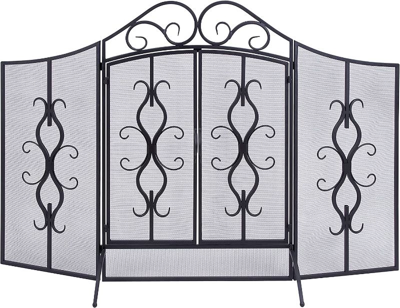 Photo 1 of Deco 79 Traditional Metal Vintage Fireplace Screen, 60" x 24" x 40", Grey
