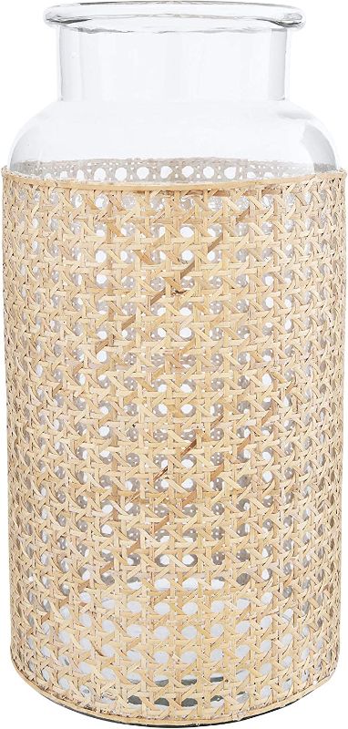 Photo 1 of Bloomingville 14.5" H Glass Decorative Cane Sleeve Vase, Beige
