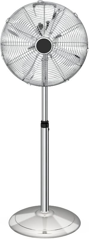 Photo 1 of 16 Inch Stand Fan, Adjustable Heights, Horizontal Ocillation 75°, 3 Settings Speeds, Low Noise, Quality Made Durable Fan, High Velocity, Heavy Duty Metal For Industrial, Commercial, Residential
