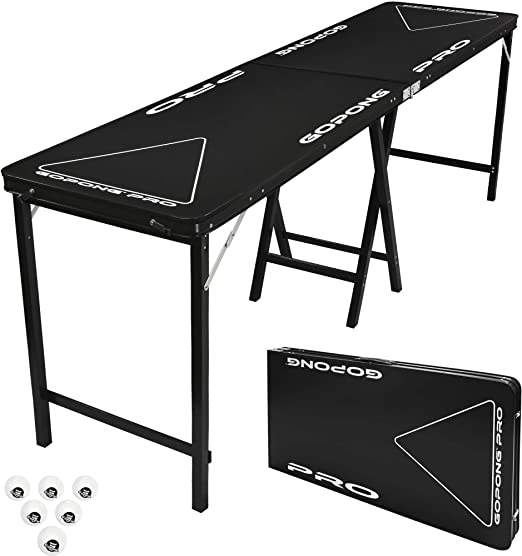 Photo 1 of  GoPong PRO 8 Foot Premium Beer Pong Table - Heavy Duty (Black, 36-Inch Tall)