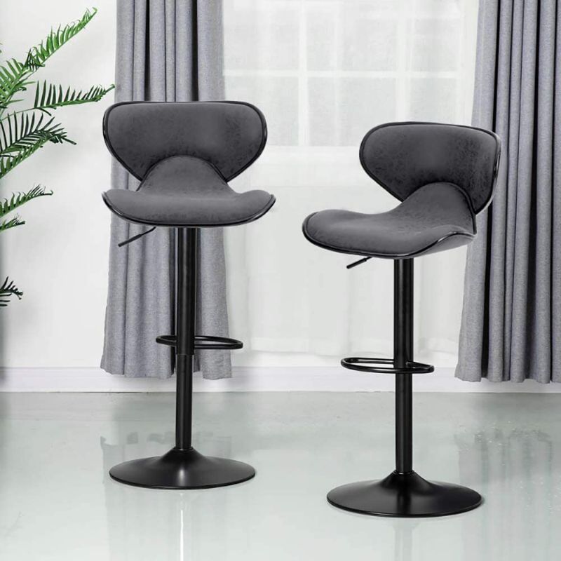 Photo 1 of ALPHA HOME Bar Stools Counter Height Adjustable Swivel Bar Chair Modern Pu Leather Kitchen Counter Stools Dining Chairs Set of 2?350 lbs Capacity (Grey)
