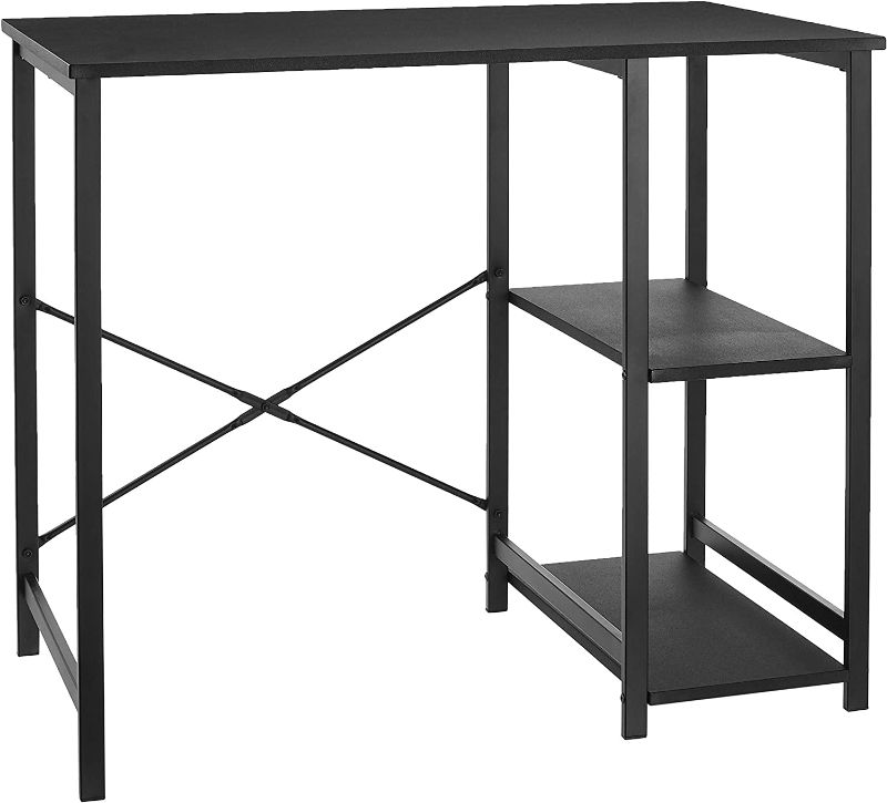 Photo 1 of Amazon Basics Classic Home Office Computer Desk With Shelves - 29.5 x 19.6 x 35.5 Inches, Black
