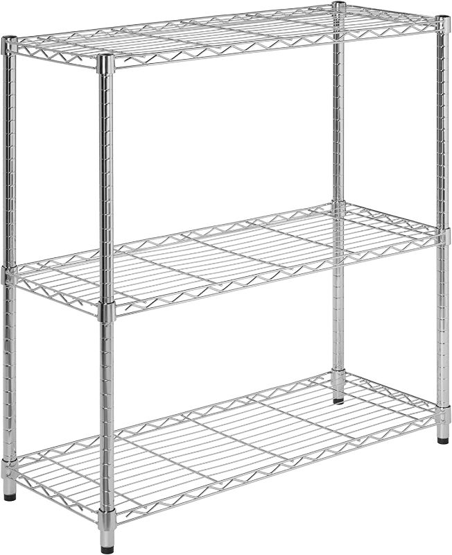 Photo 1 of 3-Tier Heavy-Duty Adjustable Shelf Storage Unit With 200-lb Shelf Capacity, Chrome SHF-09367 Adjustable Steel Shelving, Heavy Duty Storage Shelves, Heavy Duty Shelving Unit, Steel Shelving Unit
