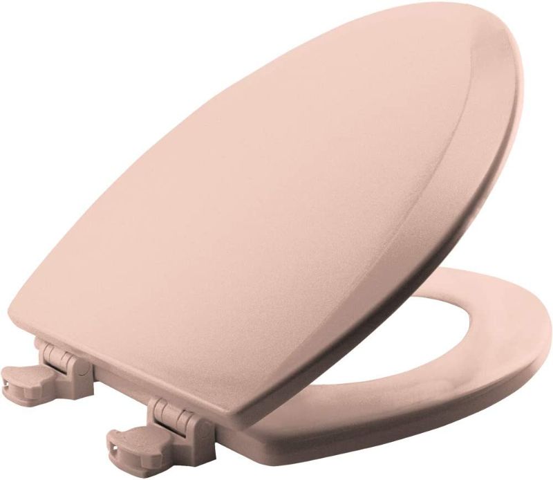 Photo 1 of Bemis 1500EC 063 Toilet Seat with Easy Clean & Change Hinges, Elongated, Durable Enameled Wood, Venetian Pink
