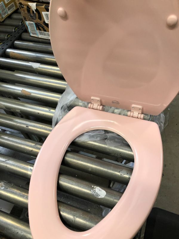 Photo 3 of Bemis 1500EC 063 Toilet Seat with Easy Clean & Change Hinges, Elongated, Durable Enameled Wood, Venetian Pink
