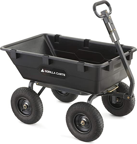 Photo 1 of  Gorilla Carts Heavy-Duty Poly Yard Dump Cart with 2 In 1 Convertible Handle Capa 