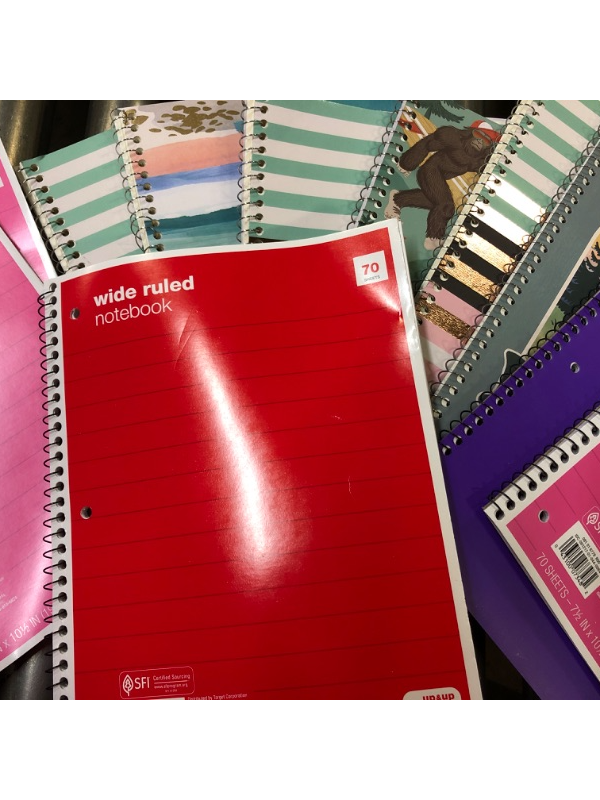 Photo 2 of  VARIETY PACK OF 11 Wide Ruled 1 Subject Flexible Plastic Cover Spiral Notebook - up & up™