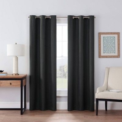 Photo 1 of 1pc 42"x63" Blackout Windsor Window Curtain Panel Charcoal - Eclipse
