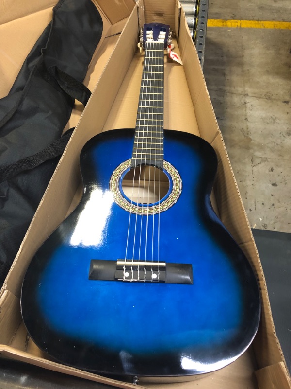 Photo 4 of ***MINOR DAMAGE TO PACKAGING*** Beginner 36” Classical Acoustic Guitar - 3/4 Junior Size 6 String Linden Wood Guitar w/ Gig Bag, Tuner, Nylon Strings, Picks, Strap, for Beginne