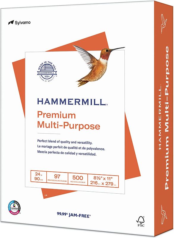 Photo 1 of Hammermill Premium Multipurpose Paper 24-lb. 8-1/2 x 11 White ------- 1 REAM/ 500 SHEETS