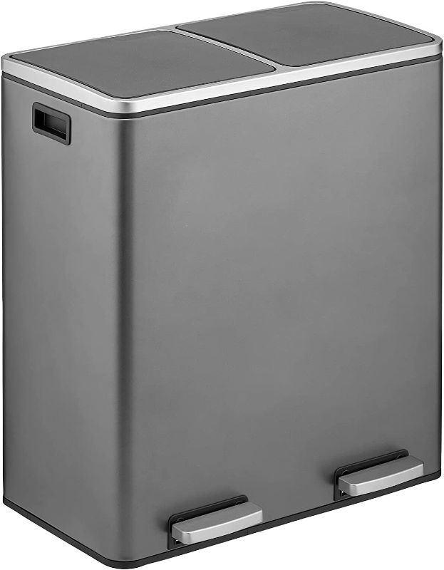 Photo 1 of  Metal Steel 16 Gallon/60L, Large Dual Compartment Step Trash Can